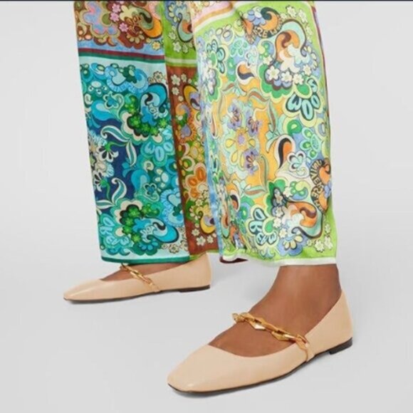 miss left Shoes - miss left Nude Chain Strap Mary Janes Shoes Slip On Square Toe Ballet Flats